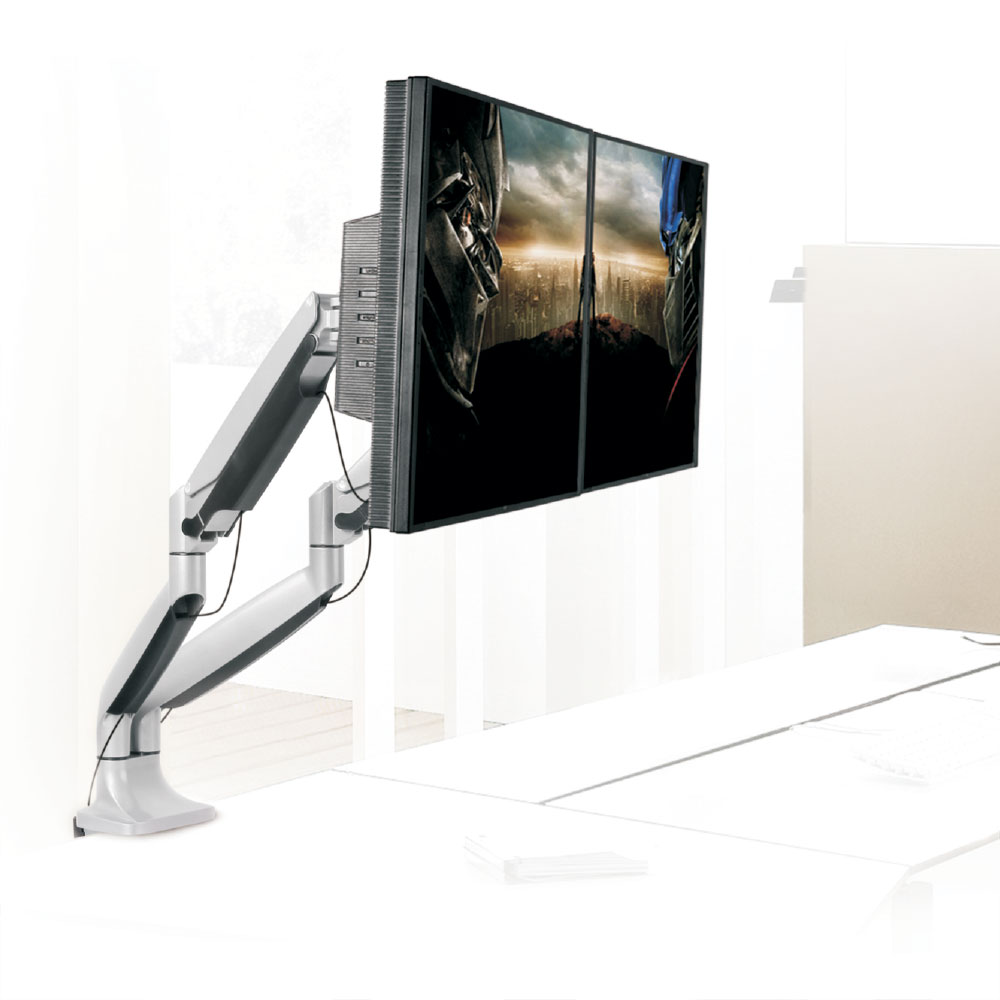 Кронштейн с газлифтом для 2-х мониторов Arm media LCD-T32 Silver_