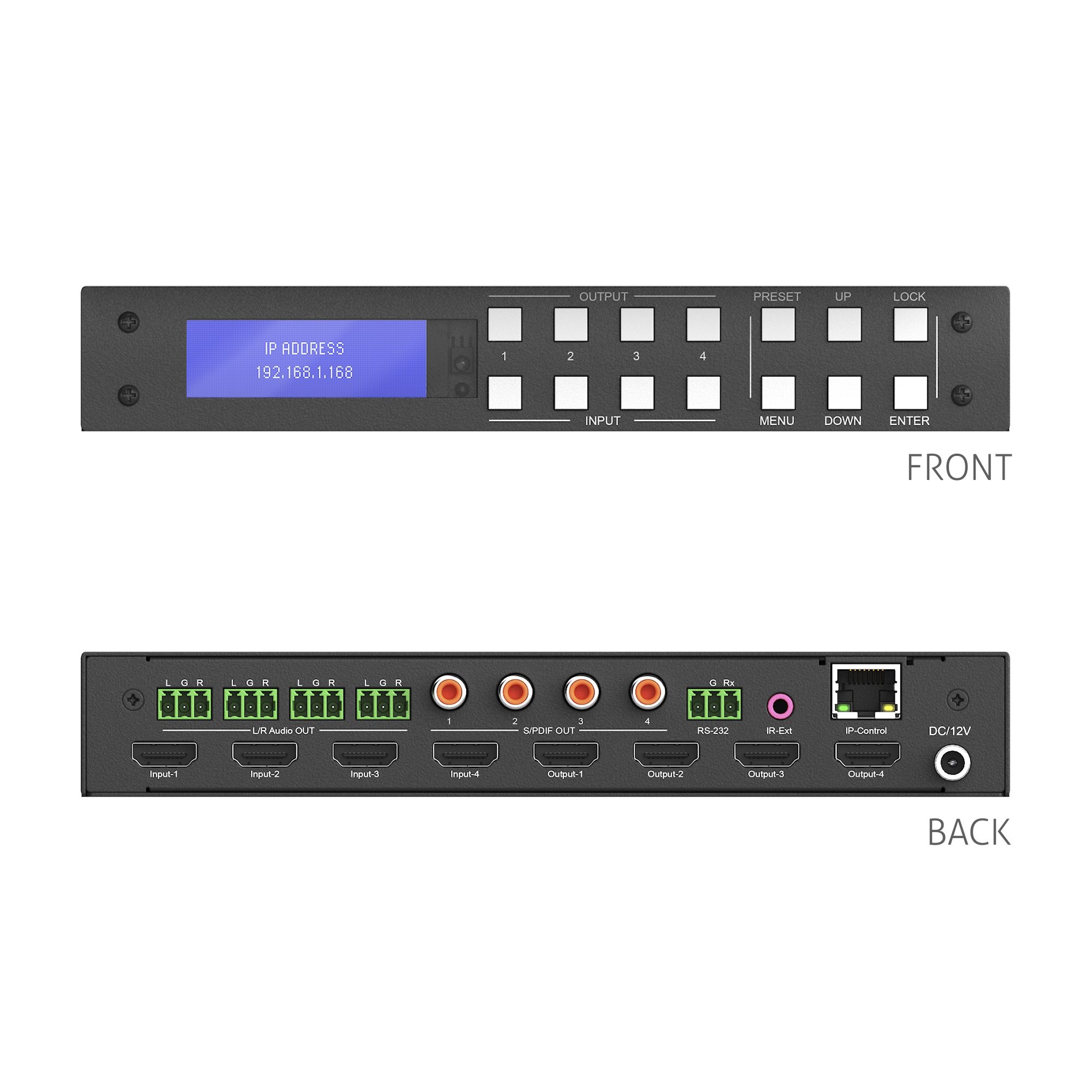 Матричный коммутатор Purelink PT-MA-HD44M PureTools - 4x4 4K 18Gbps HDMI Matrix with Audio De-Emb