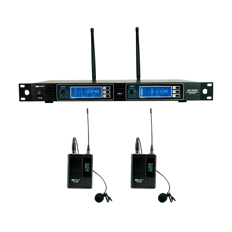 Комплект из 2-х беспроводных петличных микрофонов MARK MR 2200/2, 2x200 каналов